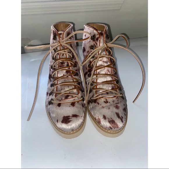 FREE PEOPLE Cowhide Booties w/ Leather Laces - Picture 2 of 8